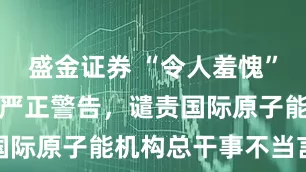 盛金证券 “令人羞愧”！伊朗发出严正警告，谴责国际原子能机构总干事不当言论